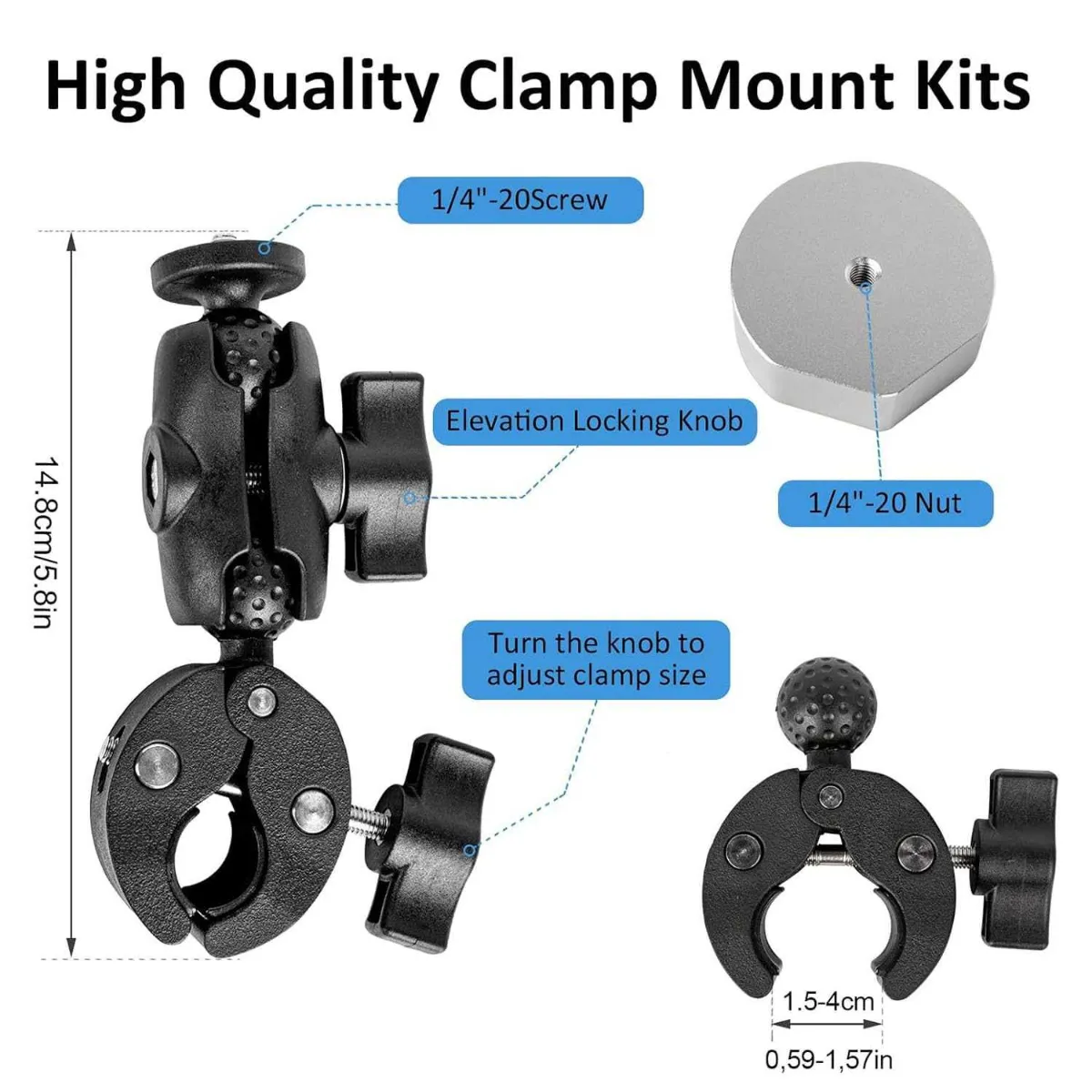 Adjustable clamp for 15-40mm poles close-up